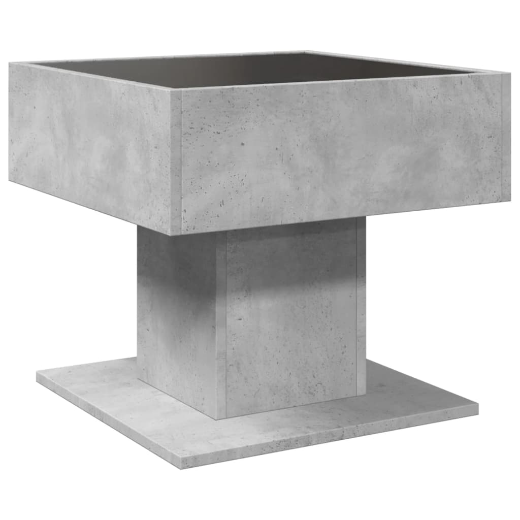 Coffee Table with LED Concrete Grey 50x50x45 cm Engineered Wood