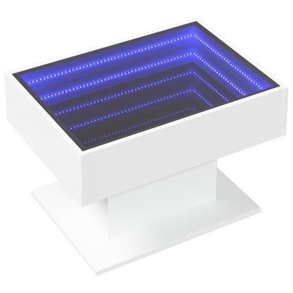 Coffee Table with LED White 70x50x45 cm Engineered Wood