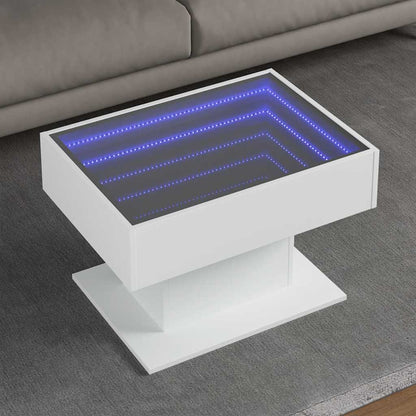 Coffee Table with LED White 70x50x45 cm Engineered Wood