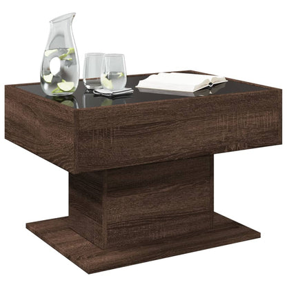 Coffee Table with LED Brown Oak 70x50x45 cm Engineered Wood