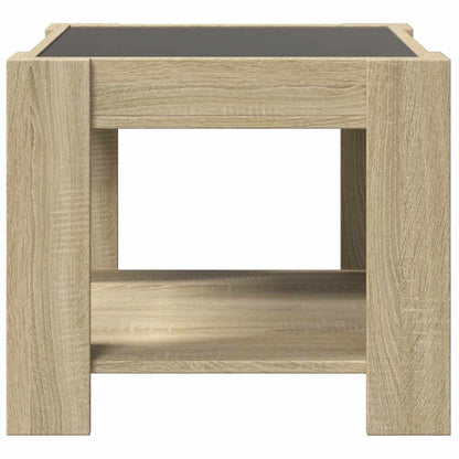 Coffee Table with LED Sonoma Oak 53x53x45 cm Engineered Wood
