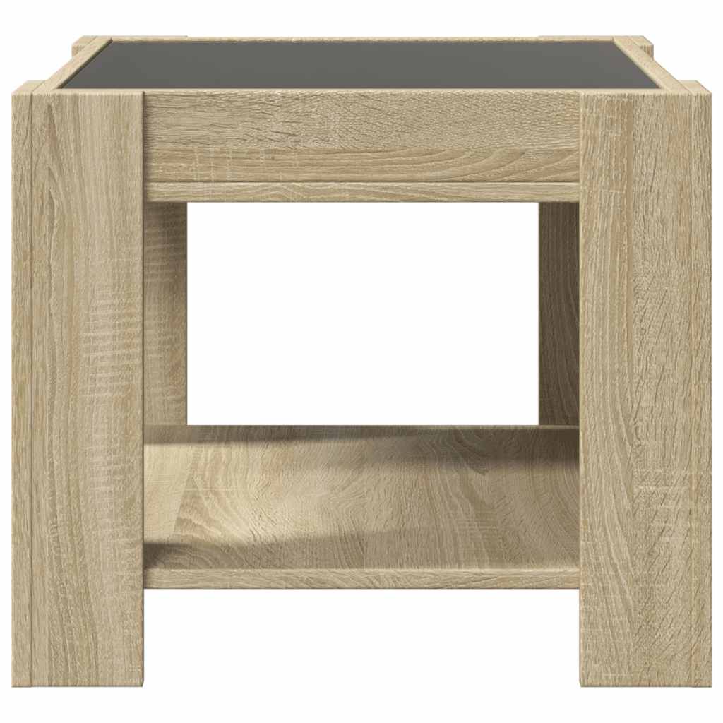 Coffee Table with LED Sonoma Oak 53x53x45 cm Engineered Wood