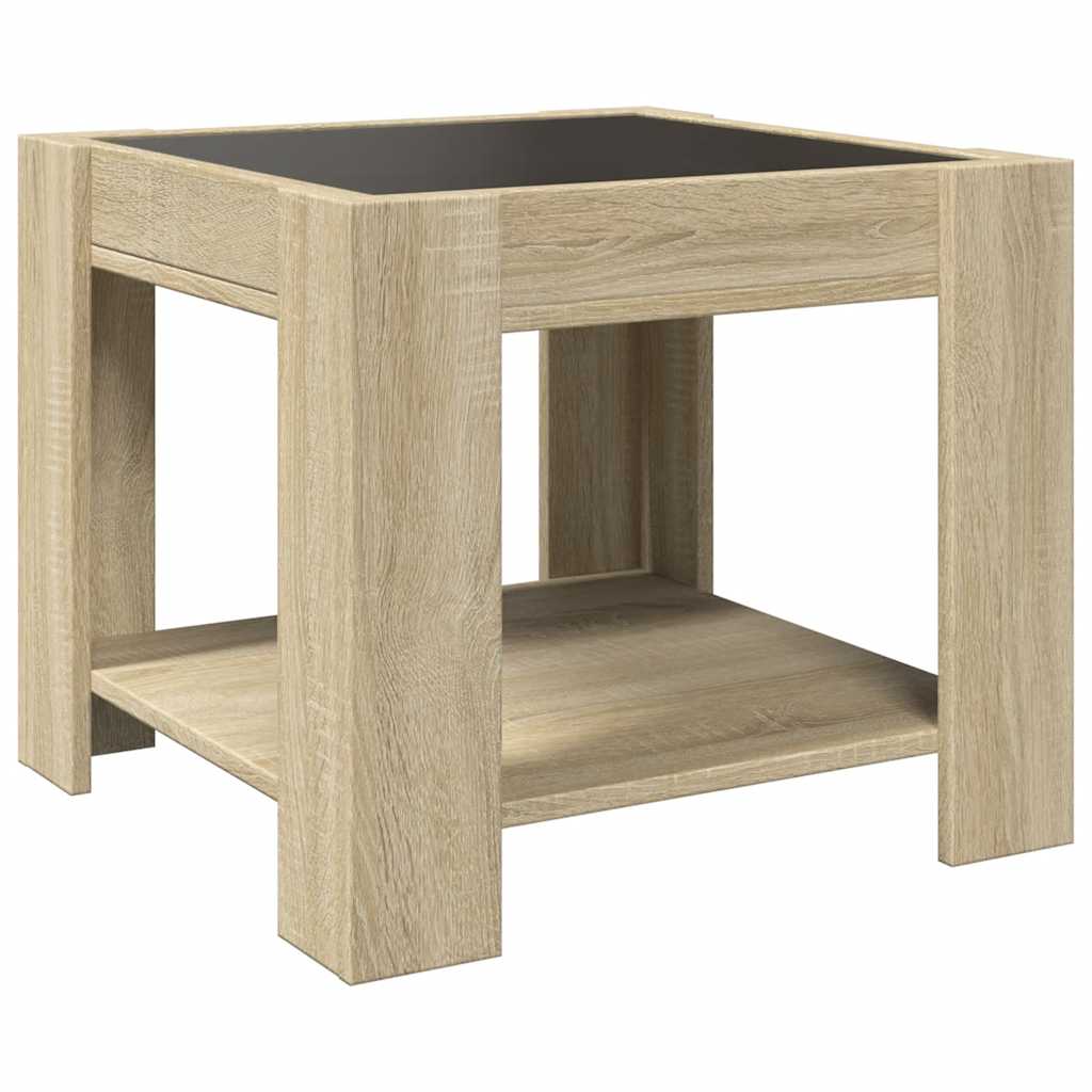 Coffee Table with LED Sonoma Oak 53x53x45 cm Engineered Wood