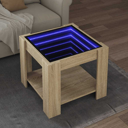 Coffee Table with LED Sonoma Oak 53x53x45 cm Engineered Wood