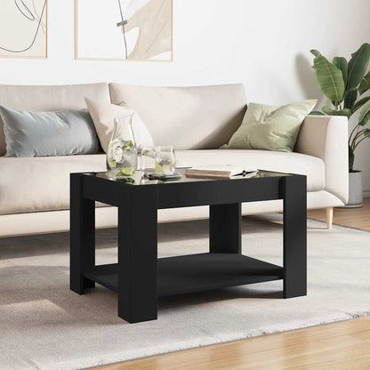 Coffee Table with LED Black 73x53x45 cm Engineered Wood