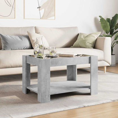 Coffee Table with LED Concrete Grey 73x53x45 cm Engineered Wood