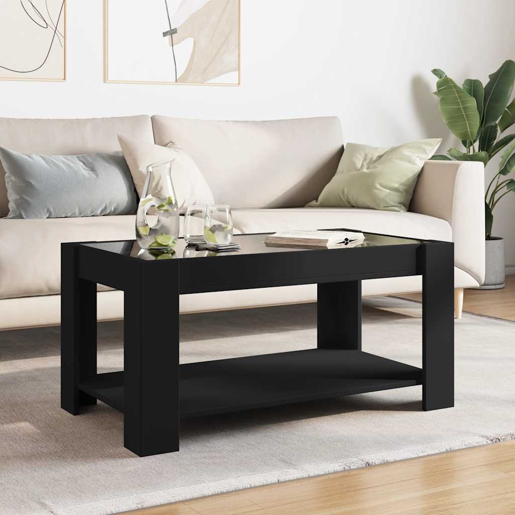 Coffee Table with LED Black 93x53x45 cm Engineered Wood