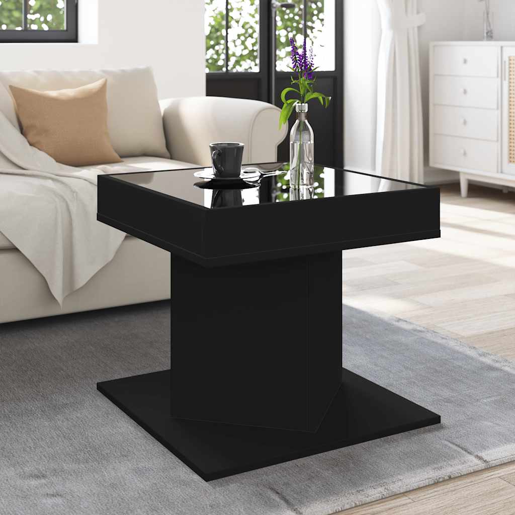 Coffee Table with LED Black 50x50x45 cm Engineered Wood