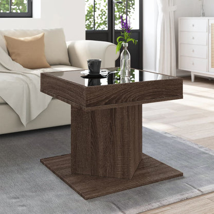 Coffee Table with LED Brown Oak 50x50x45 cm Engineered Wood