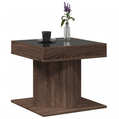Coffee Table with LED Brown Oak 50x50x45 cm Engineered Wood