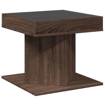 Coffee Table with LED Brown Oak 50x50x45 cm Engineered Wood