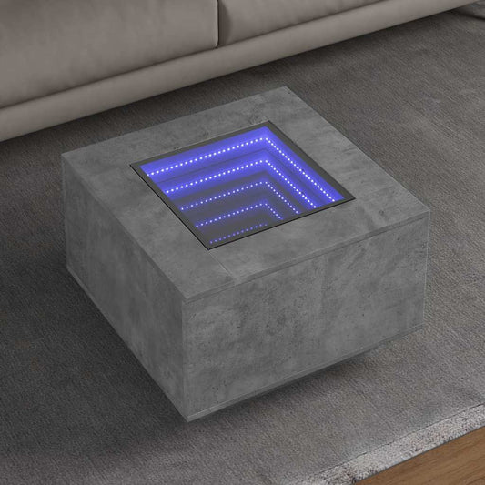 Coffee Table with LED Concrete Grey 60x60x40 cm Engineered Wood