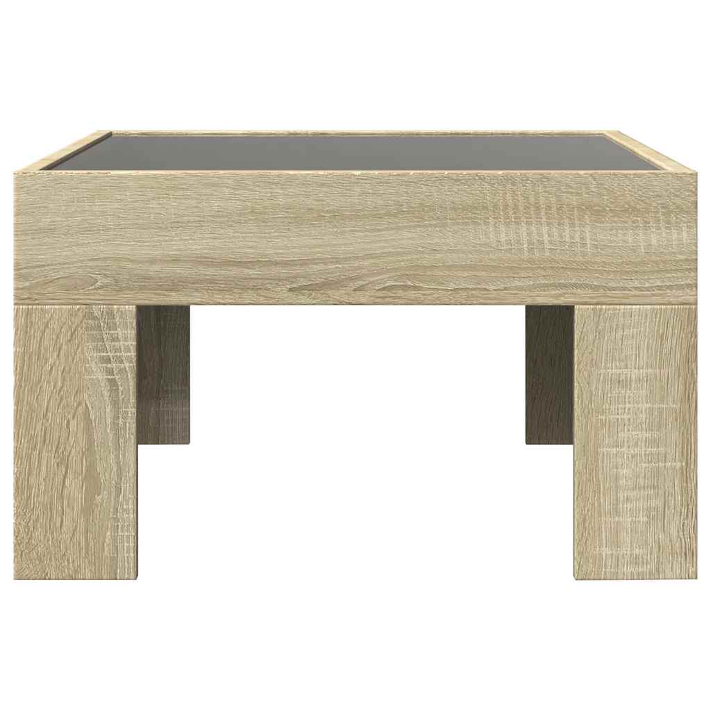 Coffee Table with Infinity LED Sonoma Oak 50x50x30 cm