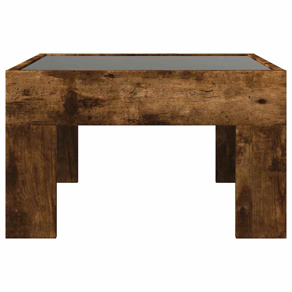 Coffee Table with Infinity LED Smoked Oak 50x50x30 cm
