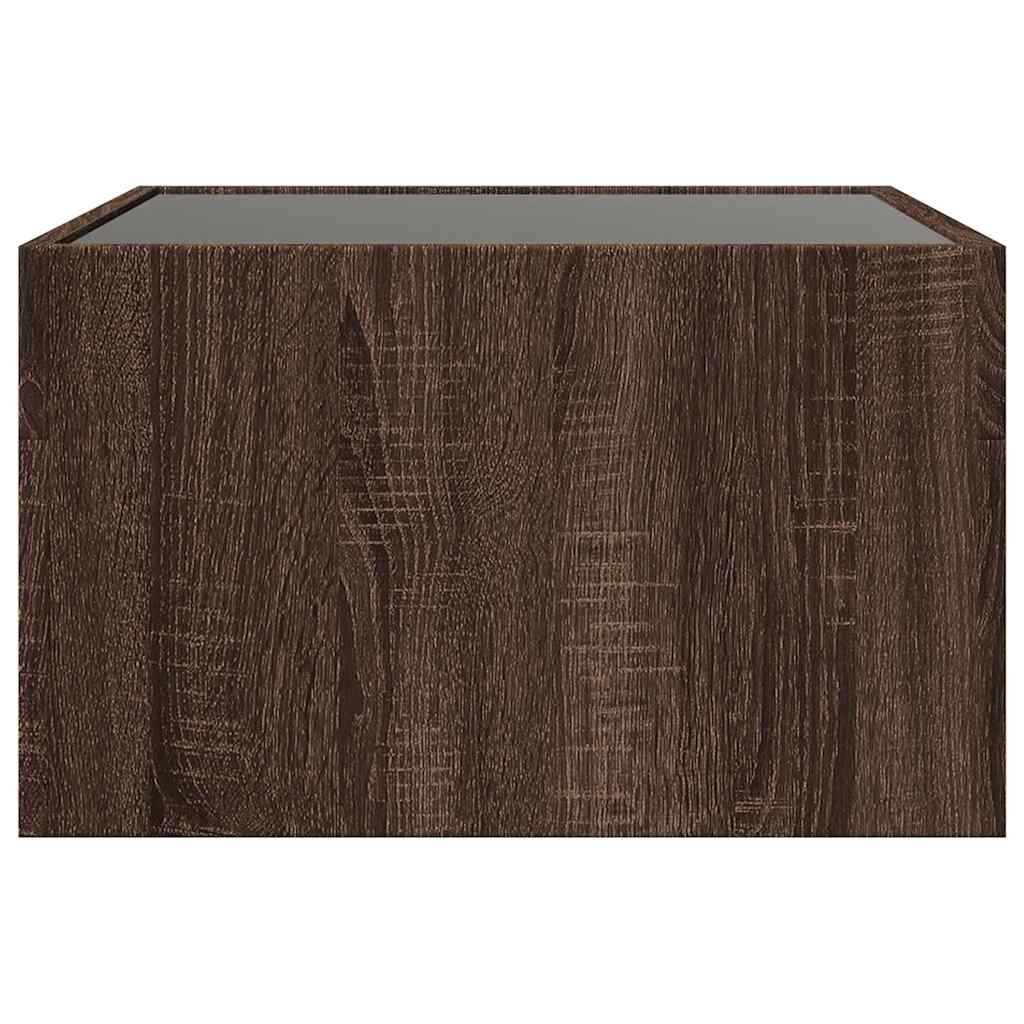 Coffee Table with Infinity LED Brown Oak 50x50x30 cm