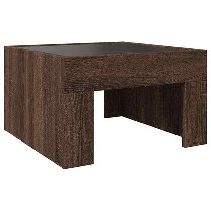 Coffee Table with Infinity LED Brown Oak 50x50x30 cm