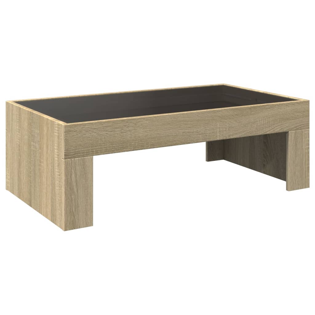 Coffee Table with Infinity LED Sonoma Oak 90x50x30 cm