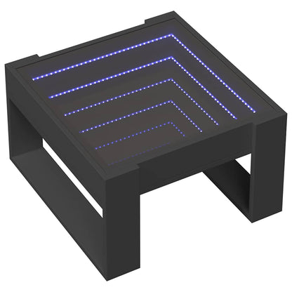 Coffee Table with Infinity LED Black 50x53x30 cm