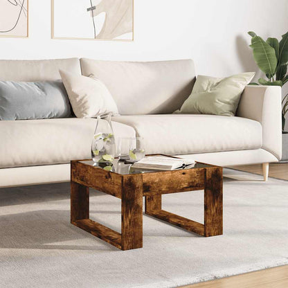Coffee Table with Infinity LED Smoked Oak 50x53x30 cm