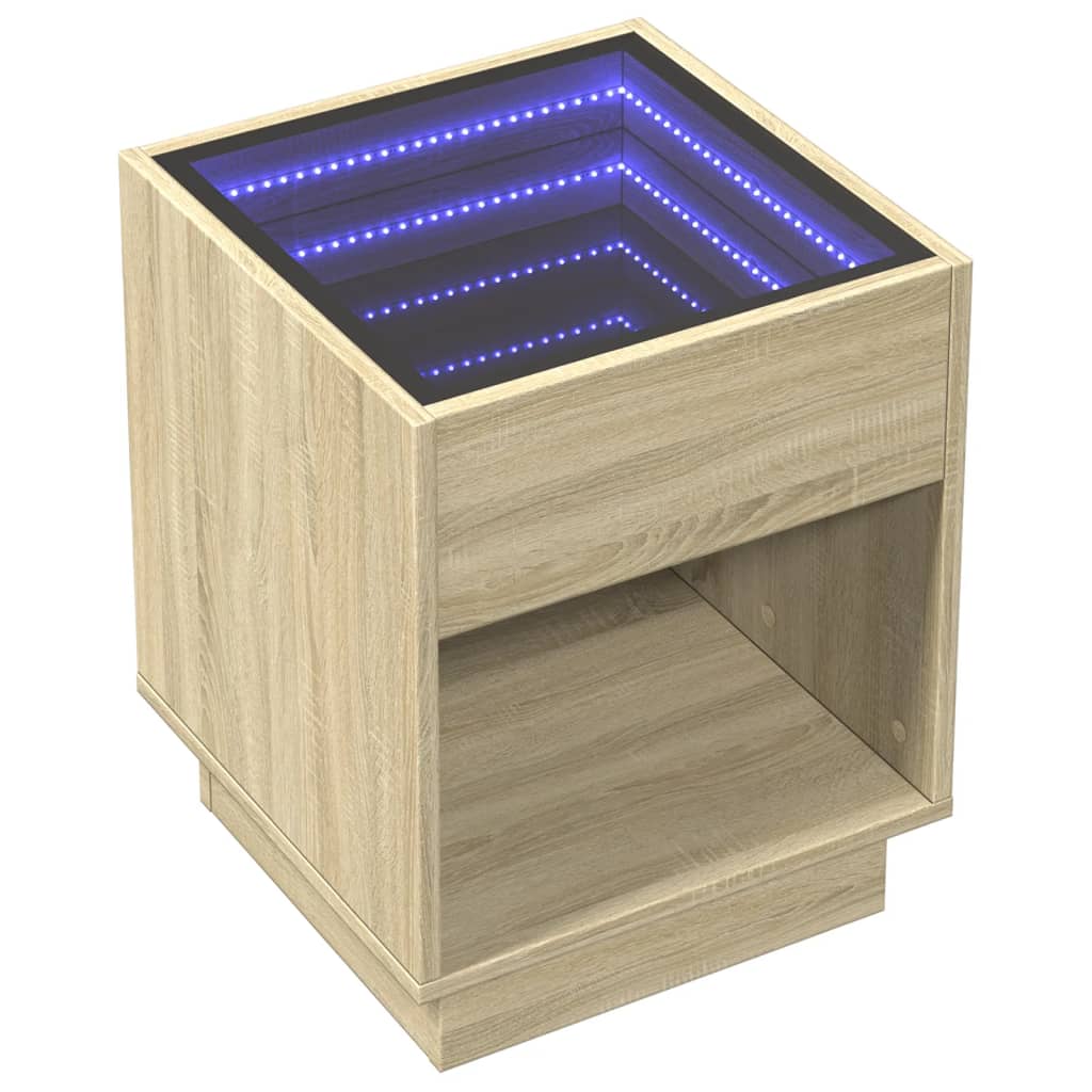 Coffee Table with Infinity LED Sonoma Oak 40x40x50 cm