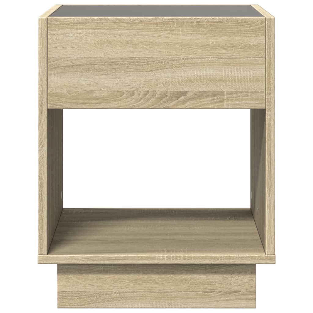 Coffee Table with Infinity LED Sonoma Oak 40x40x50 cm
