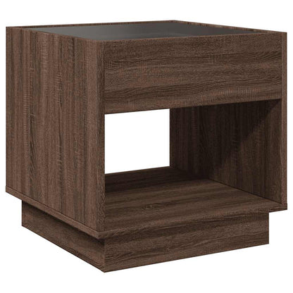 Coffee Table with Infinity LED Brown Oak 50x50x50 cm