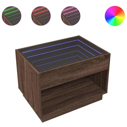 Coffee Table with Infinity LED Brown Oak 70x50x50 cm