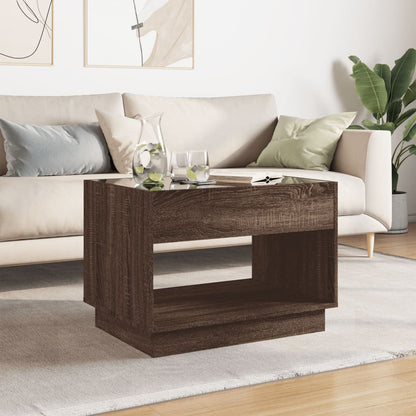 Coffee Table with Infinity LED Brown Oak 70x50x50 cm