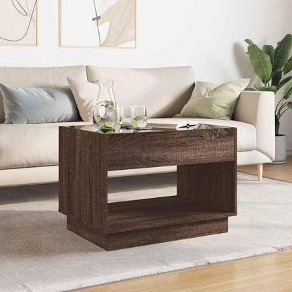 Coffee Table with Infinity LED Brown Oak 70x50x50 cm