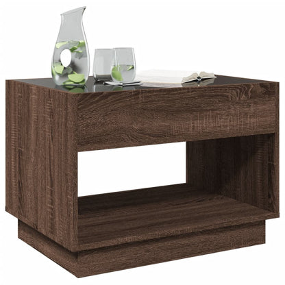 Coffee Table with Infinity LED Brown Oak 70x50x50 cm