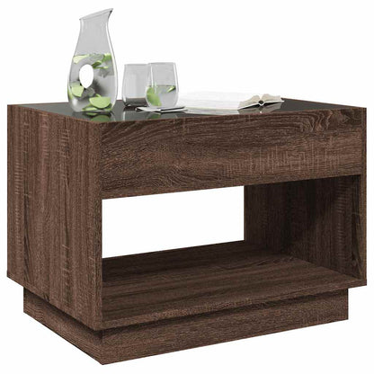 Coffee Table with Infinity LED Brown Oak 70x50x50 cm