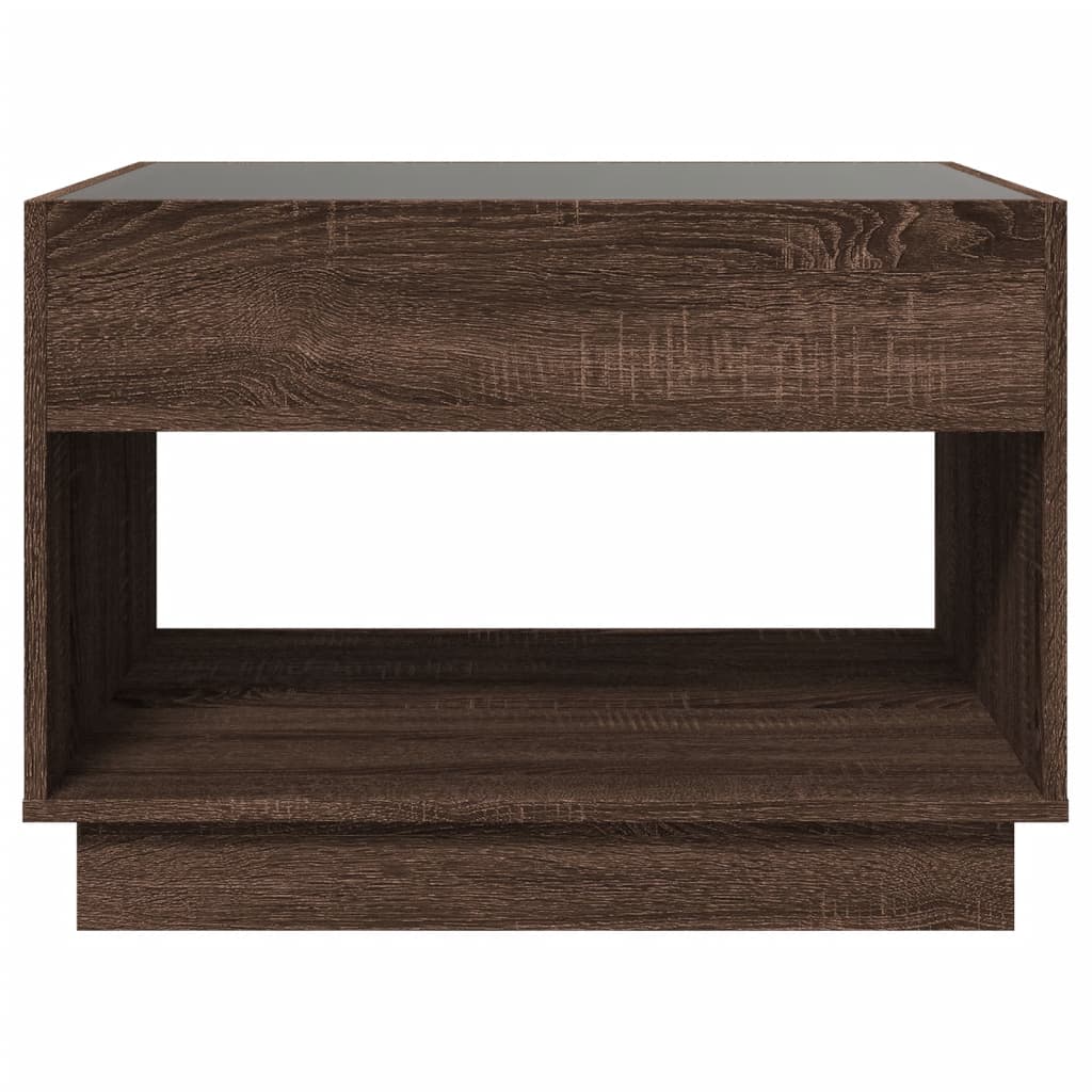 Coffee Table with Infinity LED Brown Oak 70x50x50 cm