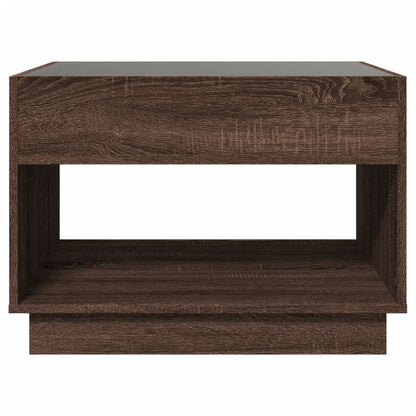 Coffee Table with Infinity LED Brown Oak 70x50x50 cm