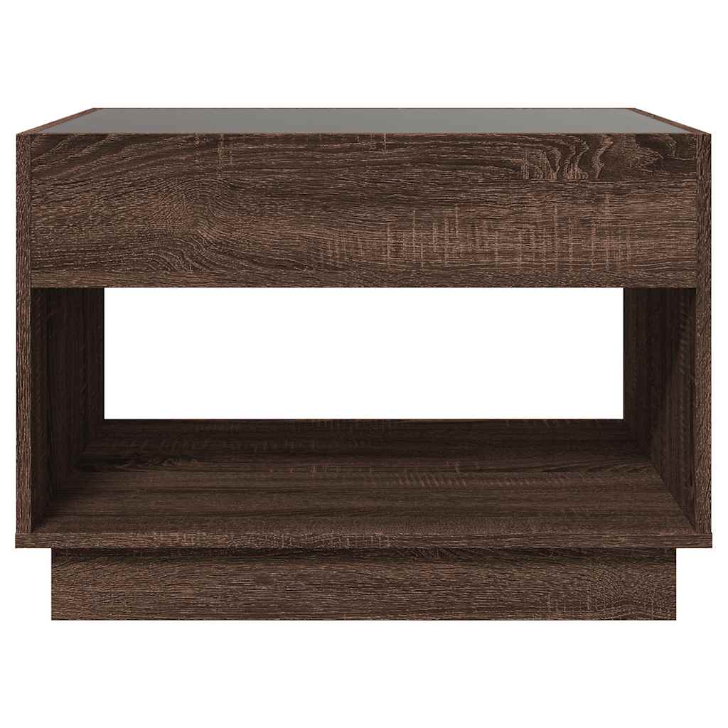 Coffee Table with Infinity LED Brown Oak 70x50x50 cm
