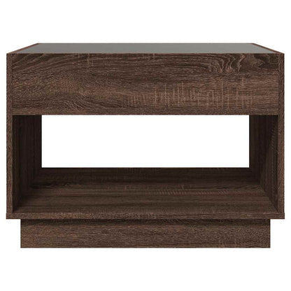 Coffee Table with Infinity LED Brown Oak 70x50x50 cm