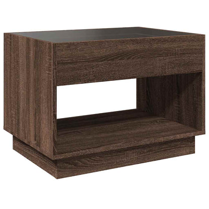 Coffee Table with Infinity LED Brown Oak 70x50x50 cm
