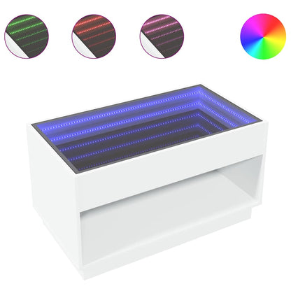 Coffee Table with Infinity LED White 90x50x50 cm