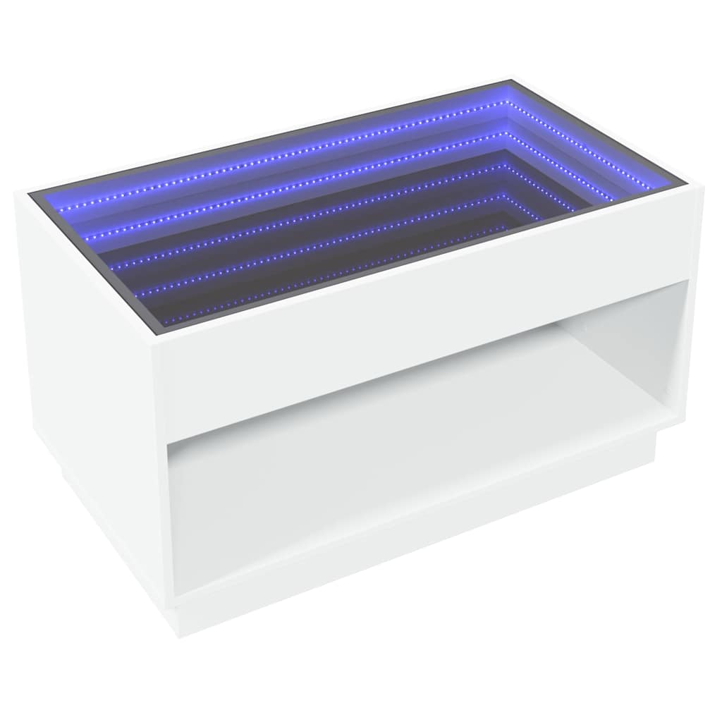 Coffee Table with Infinity LED White 90x50x50 cm