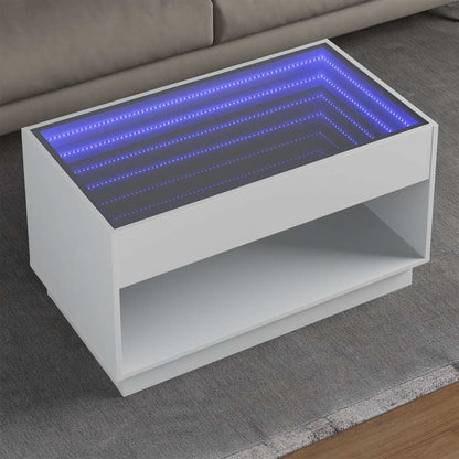 Coffee Table with Infinity LED White 90x50x50 cm
