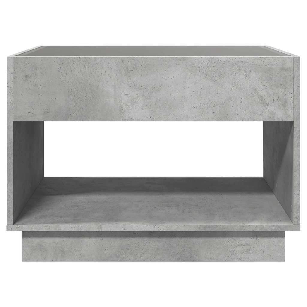 Coffee Table with Infinity LED Concrete Grey 90x50x50 cm