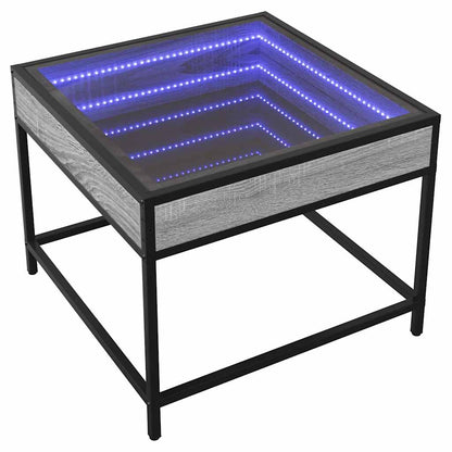 Coffee Table with Infinity LED Grey Sonoma 50x50x41 cm