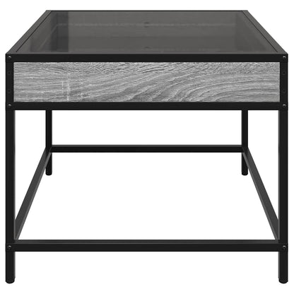 Coffee Table with Infinity LED Grey Sonoma 50x50x41 cm