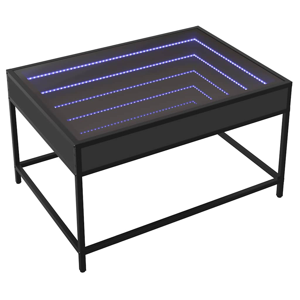 Coffee Table with Infinity LED Black 70x50x41 cm
