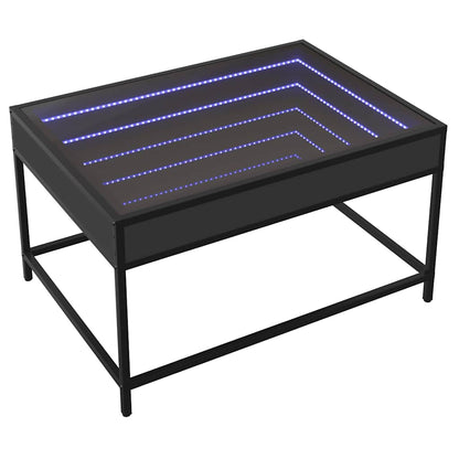 Coffee Table with Infinity LED Black 70x50x41 cm
