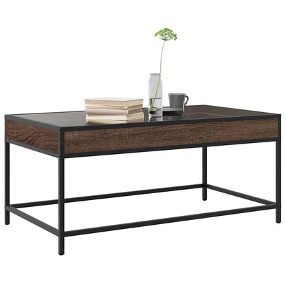 Coffee Table with Infinity LED Brown Oak 90x50x41 cm