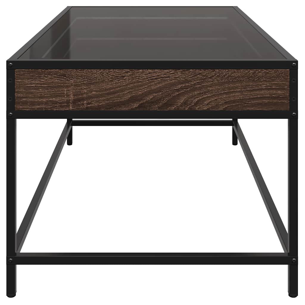 Coffee Table with Infinity LED Brown Oak 90x50x41 cm