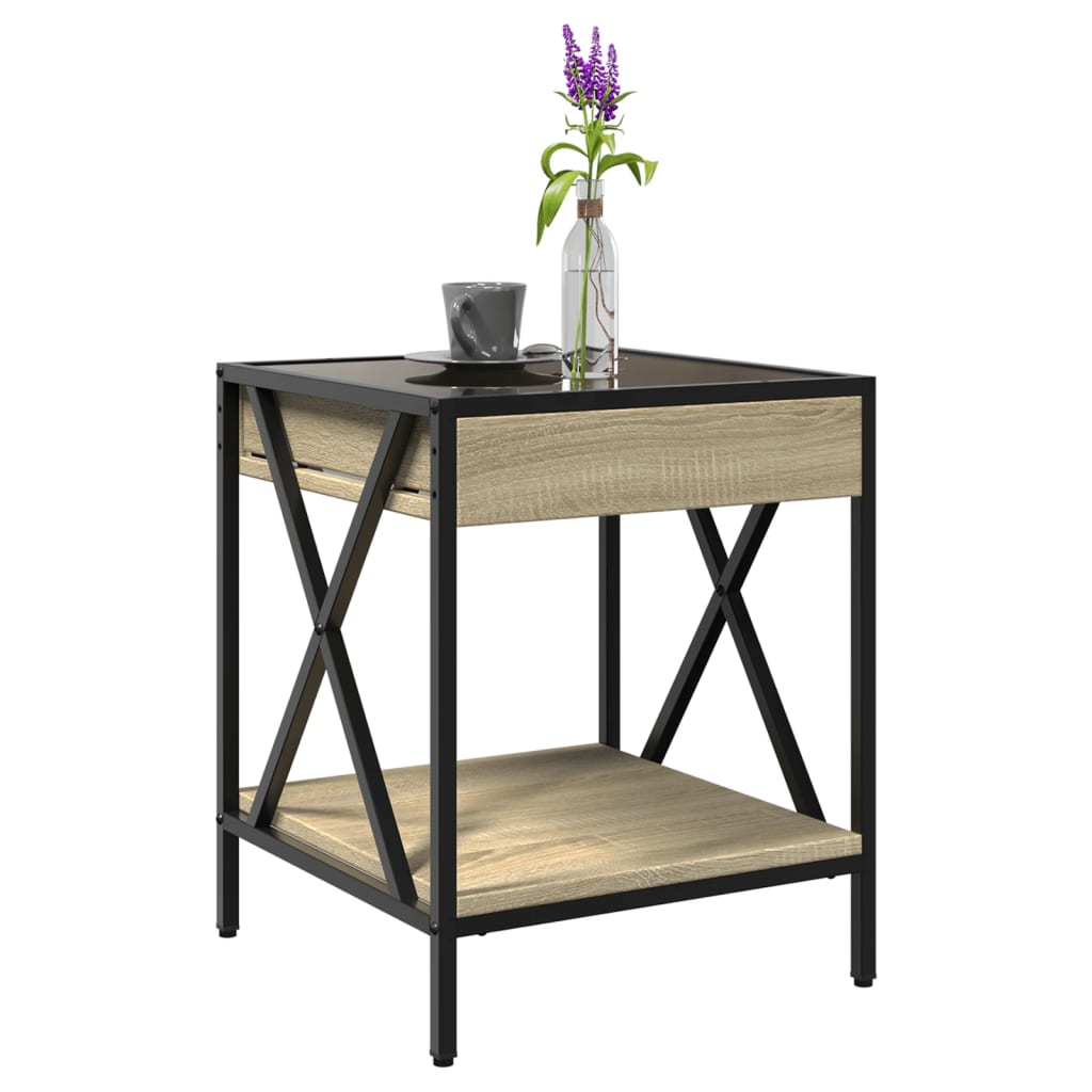 Coffee Table with Infinity LED Sonoma Oak 40x40x49 cm