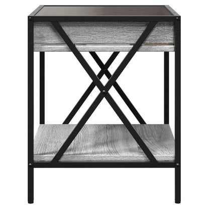 Coffee Table with Infinity LED Grey Sonoma 40x40x49 cm