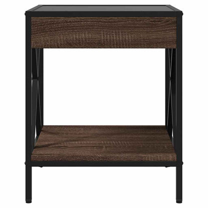 Coffee Table with Infinity LED Brown Oak 40x40x49 cm
