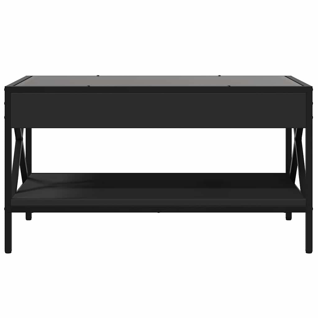 Coffee Table with Infinity LED Black 70x50x38 cm